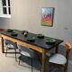 Oak farmhouse table, black top