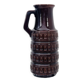Vase West Germany brown with geometric relief from the 1970s.