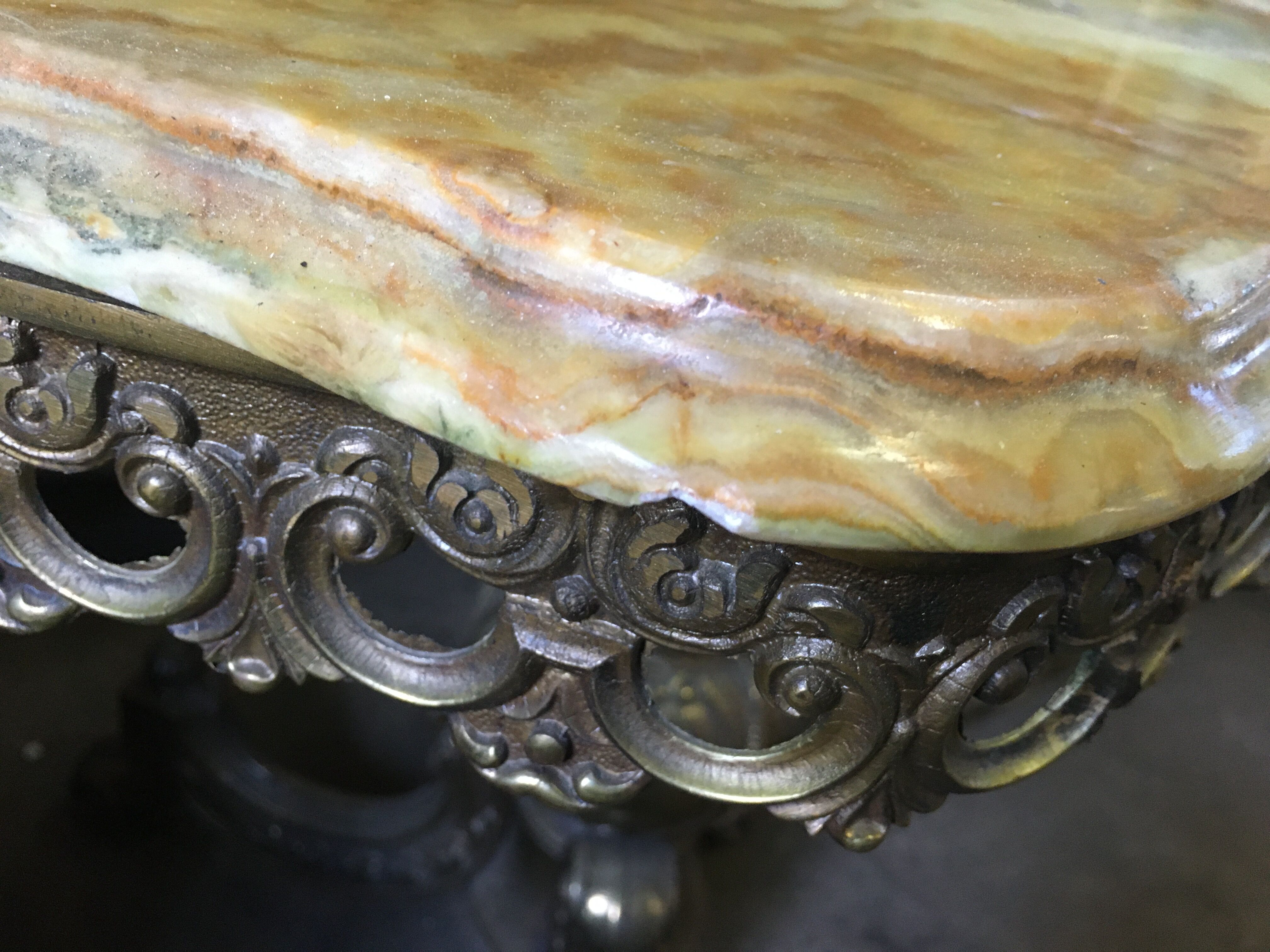 Metal and marble/onyx 1960s coffee table