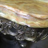 Metal and marble/onyx 1960s coffee table