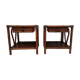 Pair of wooden bedside tables, bamboo and canning