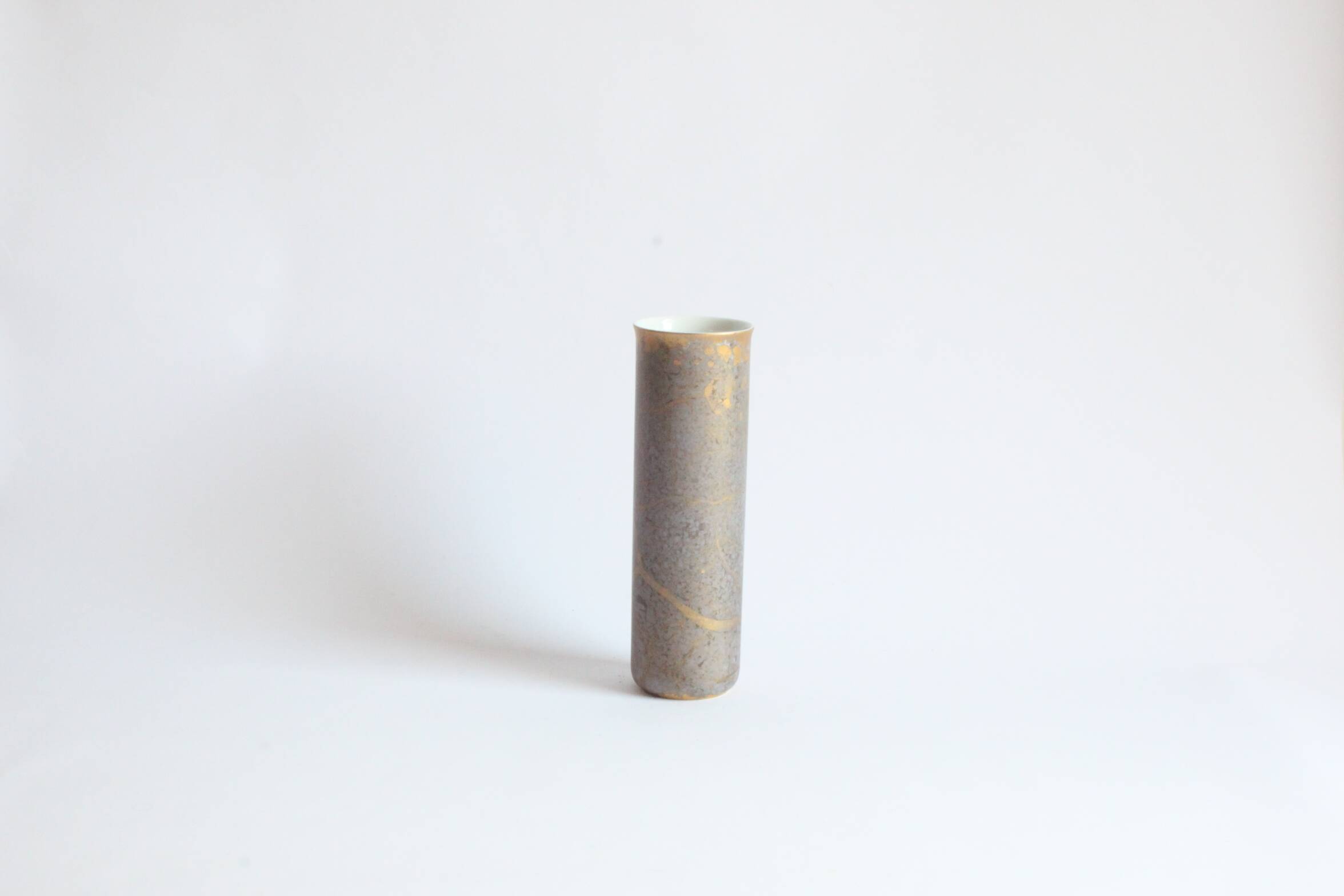 Vase cylindre doré par H.Drexler pour Rosenthal, 1970