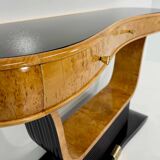 Italian Art Deco Console in Birch Burl and Black Lacquer, Attr. to Borsani, 40s
