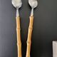 Salad servers with bamboo handles