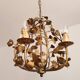 Chandelier hand-forged Hollywood Regency rose leaf decorations