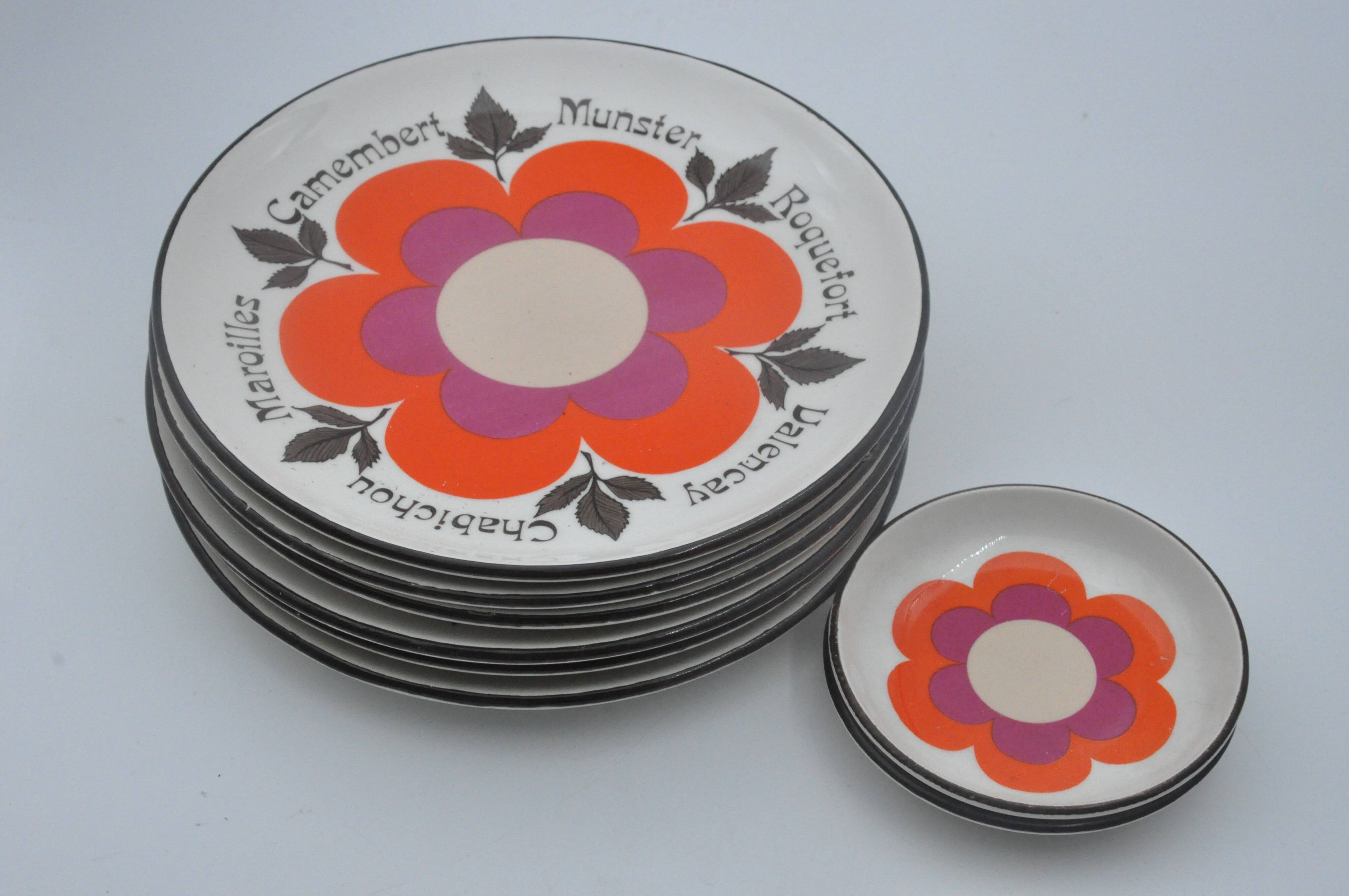 Old service 6 plates 2 cups GIEN model HARMONIS art table collection