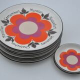 Old service 6 plates 2 cups GIEN model HARMONIS art table collection