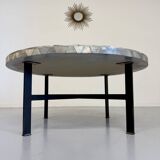 Antique stone and metal coffee table, vintage 70s design