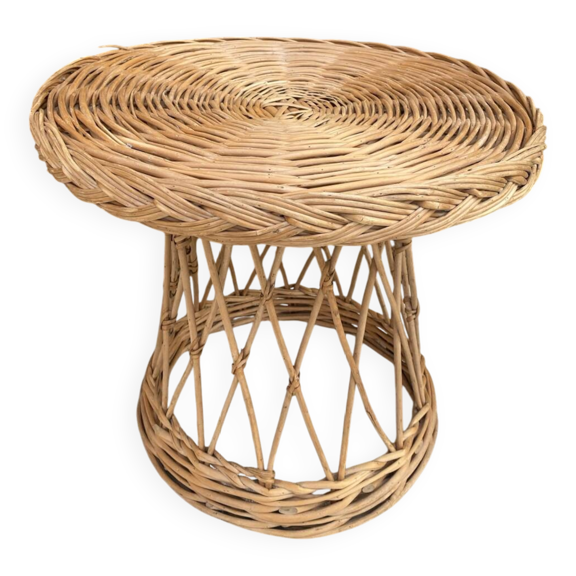 Table de chevet en rotin années 60