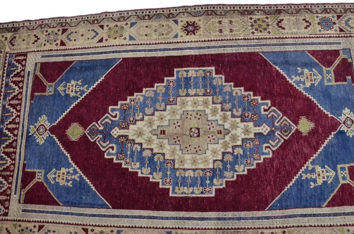 Antique Handmade Wool Oushak Carpet