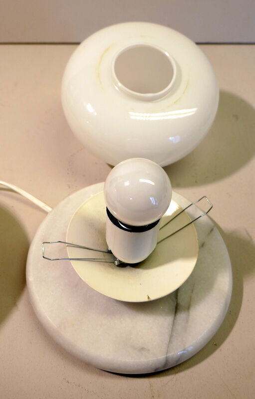 Pair of vintage mushroom lamps Optelma marble and opaline