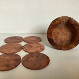Six walnut burl coasters