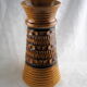 High arched vase, round hollow patterns and spikes, black and ocher seventies vibe - Bay Keramik - 70'