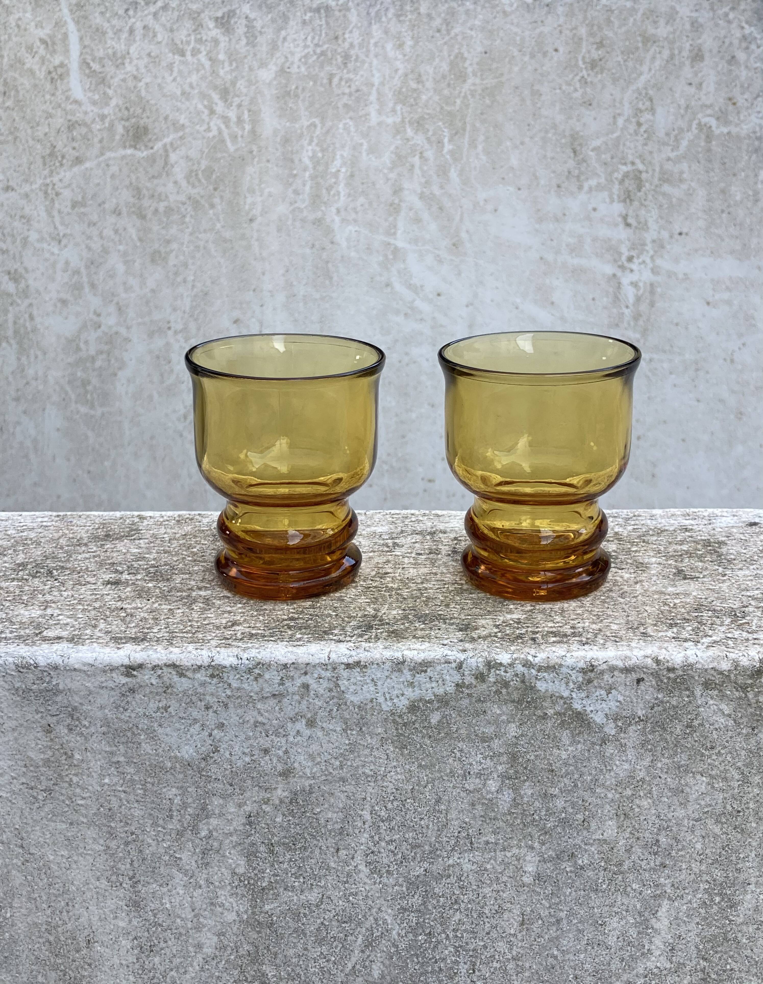 Lot two vintage amber glasses