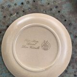 5 small stoneware dessert plates, handmade, moulin des loups, flower pattern, made in france