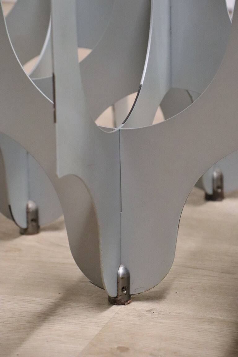 Sculptural coffee table in minimalist design made of metal and glass – 1970