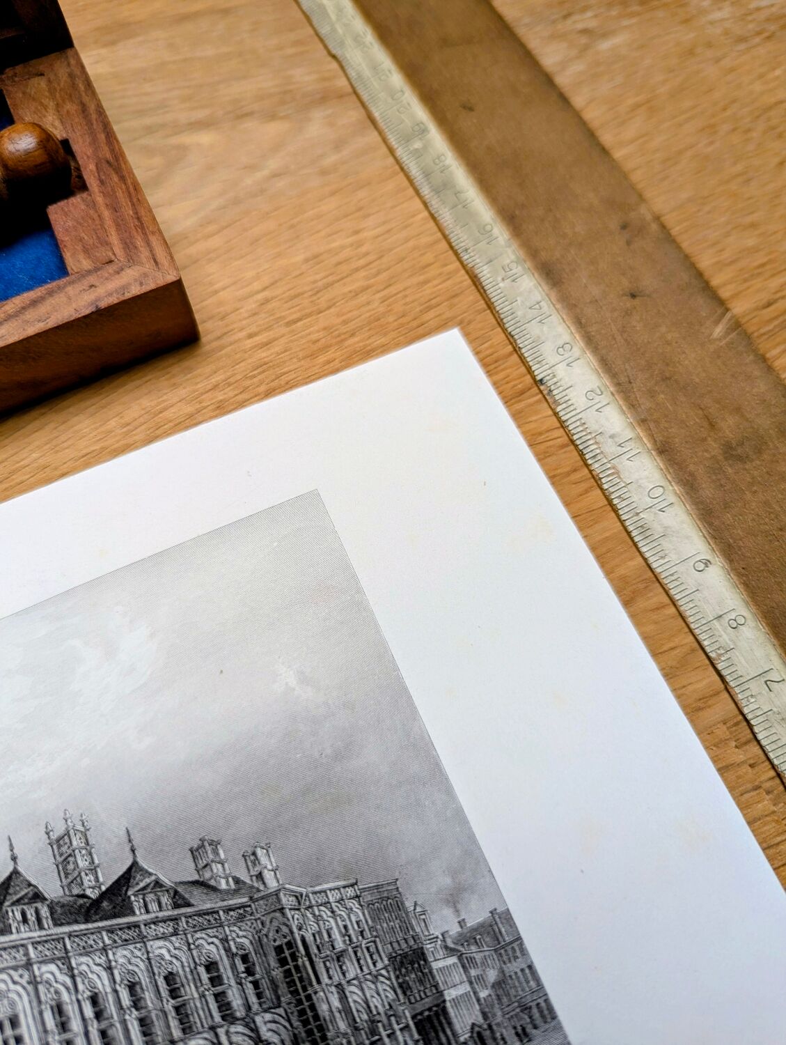 Ghent, Belgium, old engraving, printed in 1841.