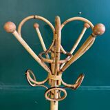 Curved rattan coat rack, 1950s-1970s