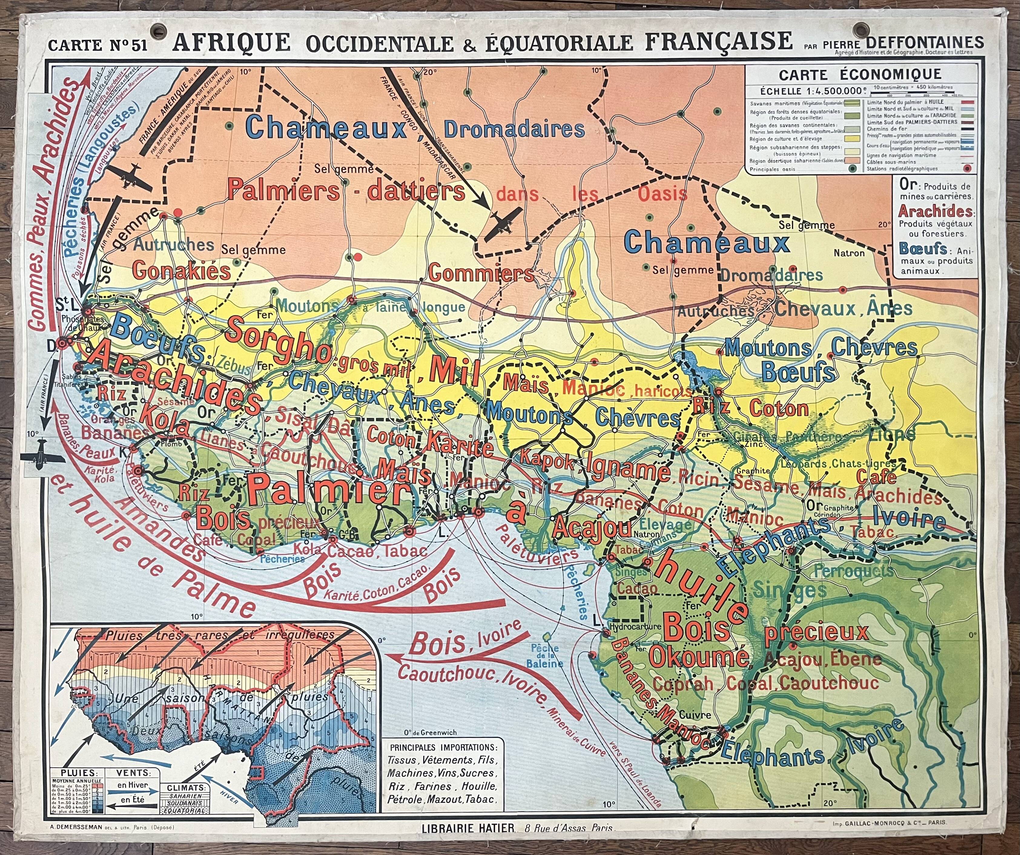 Old school map Hatier 51, 1930, Equatorial West Africa