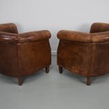 Vintage Dutch cognac coloured leather club chair, set of 2
