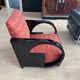Art Deco Club Chair, Black Lacquer and Red Fabric, France circa 1930