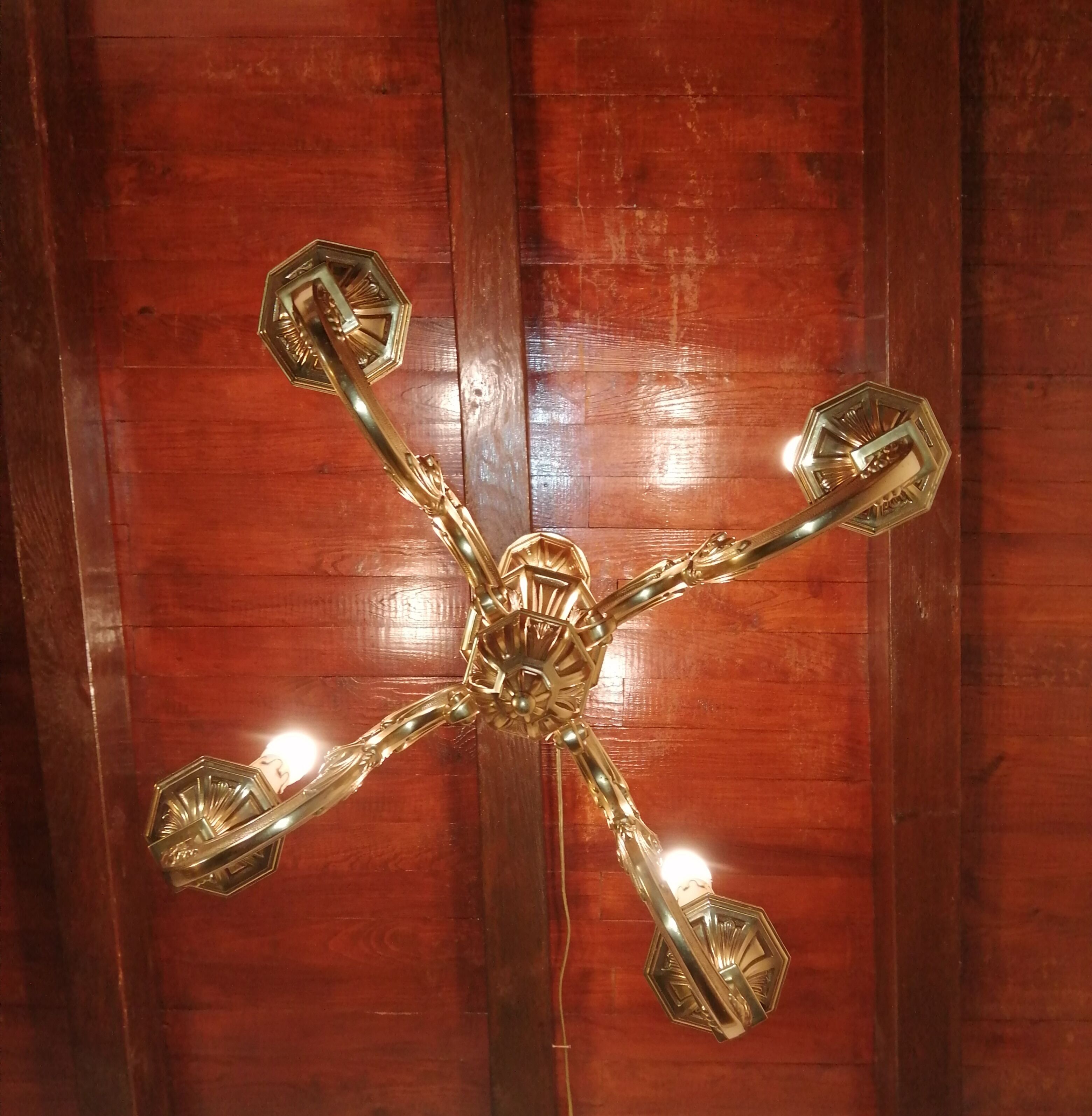 Bronze chandelier 4 arms vintage 1970