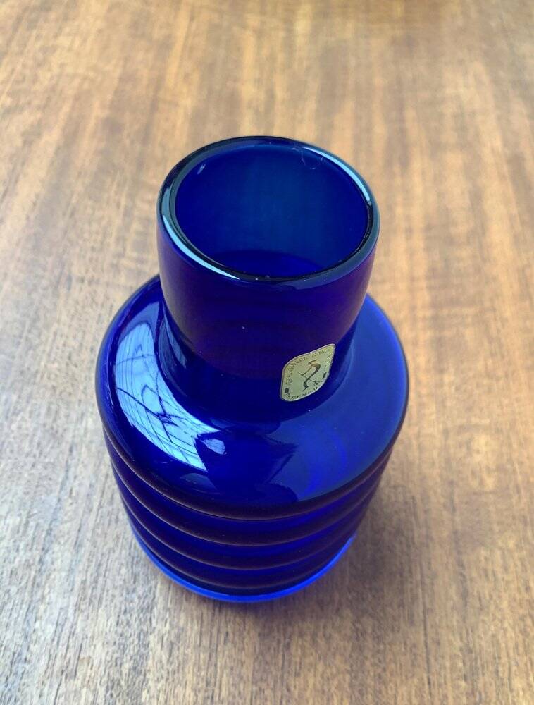 Glass vase from the GDR, mid-century from Veb Glaswerk Harz Derenburg, 1960s.