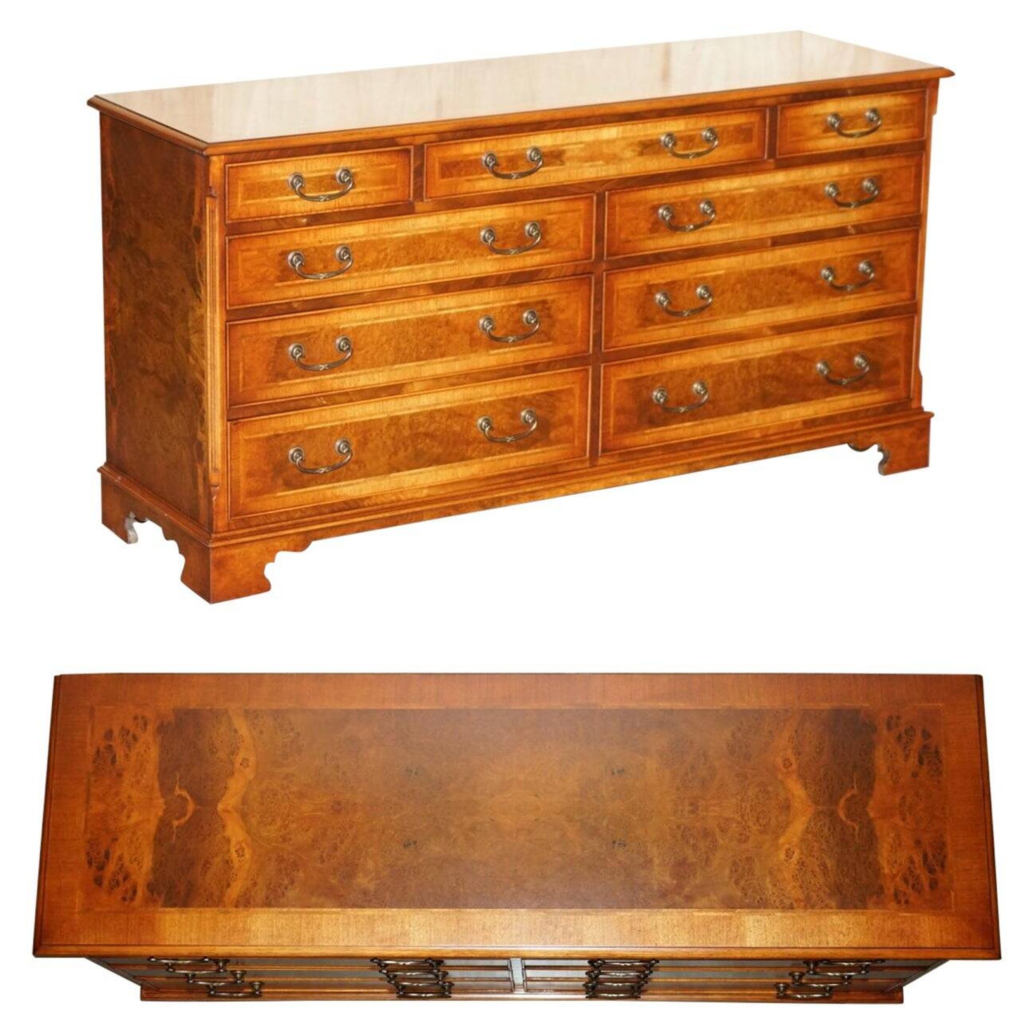 Buffet en noyer Burr & Burl avec patine
