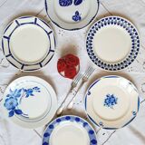 Old mismatched earthenware dinner plates