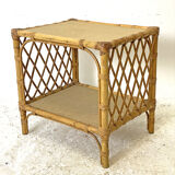 Table d'appoint en rotin vintage 70's