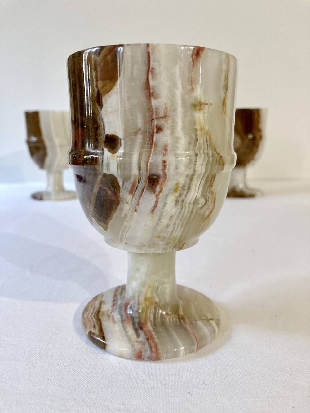 6 footed glasses in alabaster