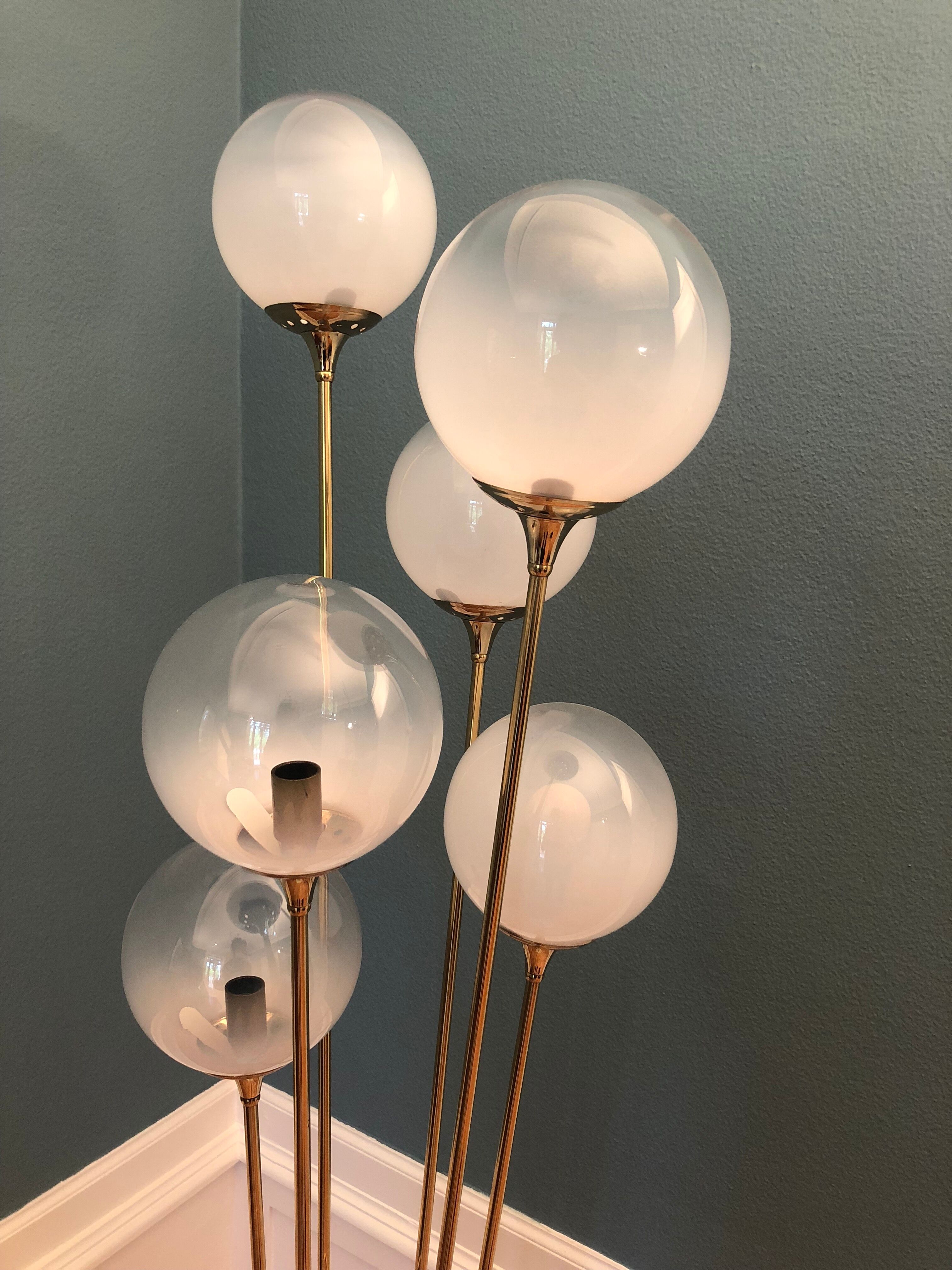 Italian Alberello brass & murano floor lamp