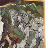 Swedish Oil On Canvas Painting "Composition in Green" - Vintage & Framed