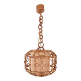 1960s Hand-Crafted Mid-Century Bamboo and Rattan Pendant Lamp, France