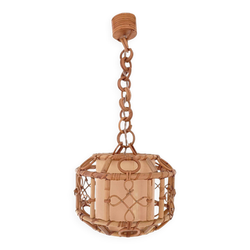 Suspension en bambou et rotin fait main des années 1960, France
