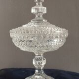 Diamond tip candy dish/sweetheart on crystal base, 1970
