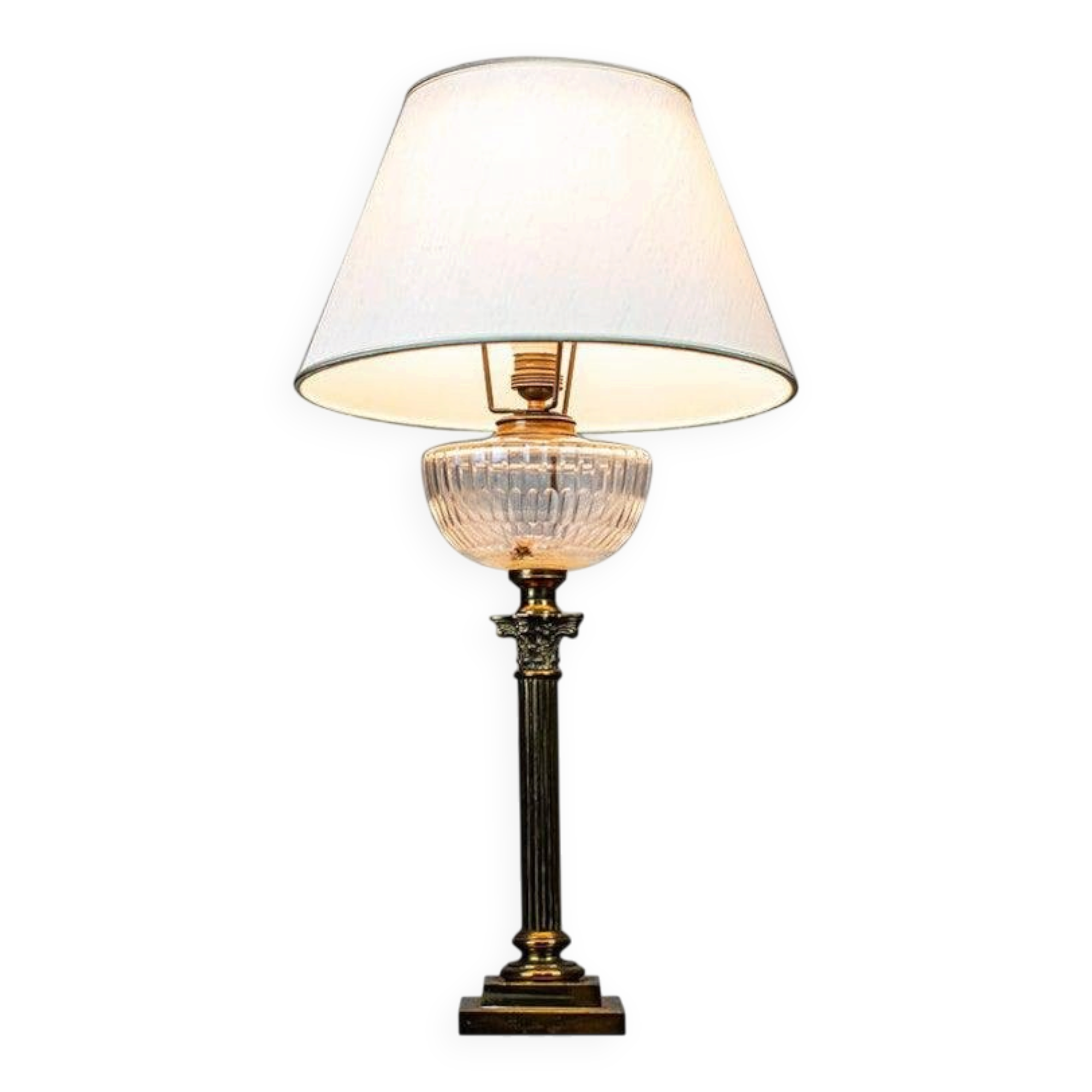 Vintage Prewar Table Lamp with Light Shade, 1930s