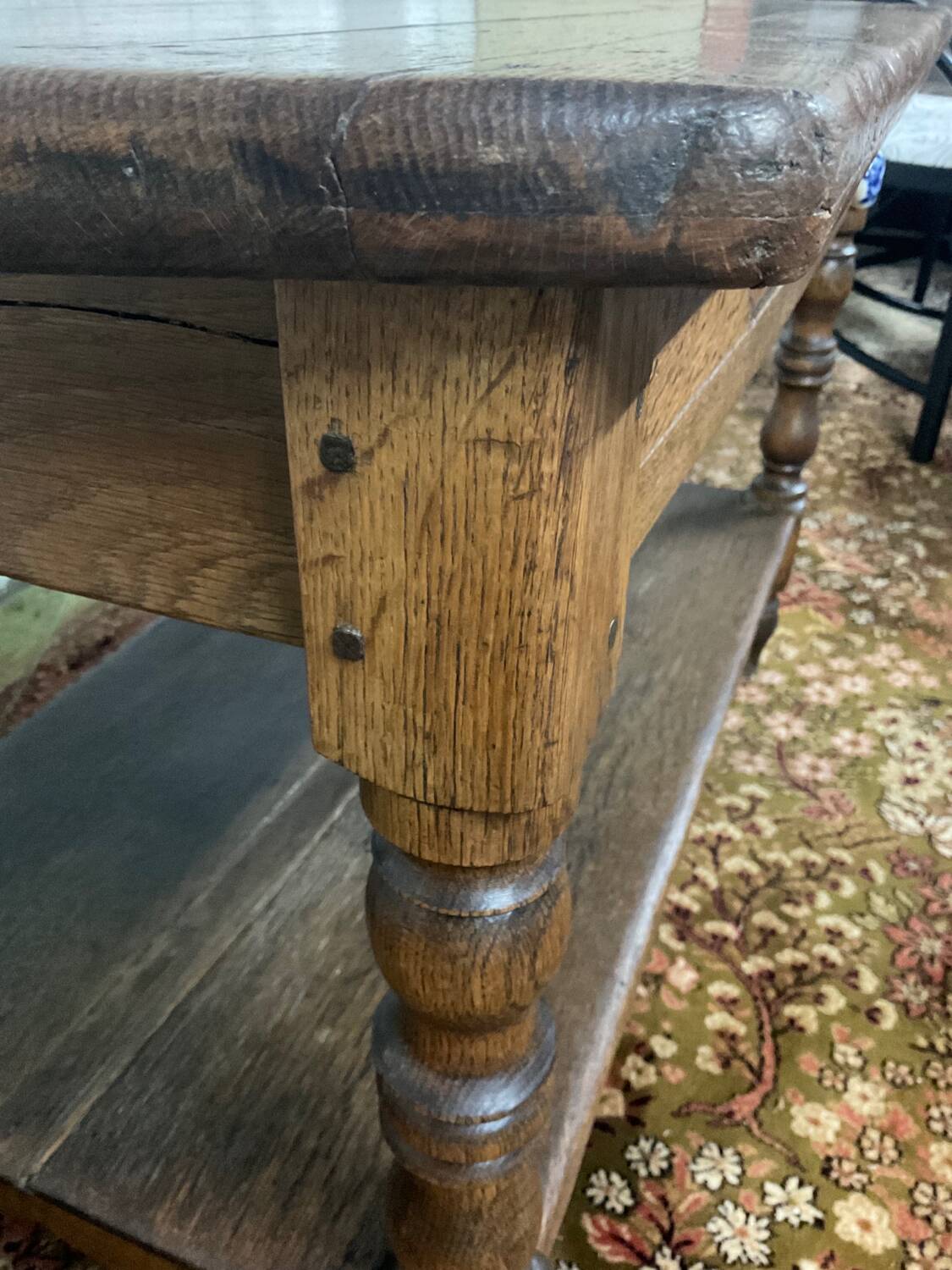 Old farmhouse console in solid oak
