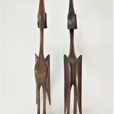 Pair of birds sculptural solid wood design 60s-70s