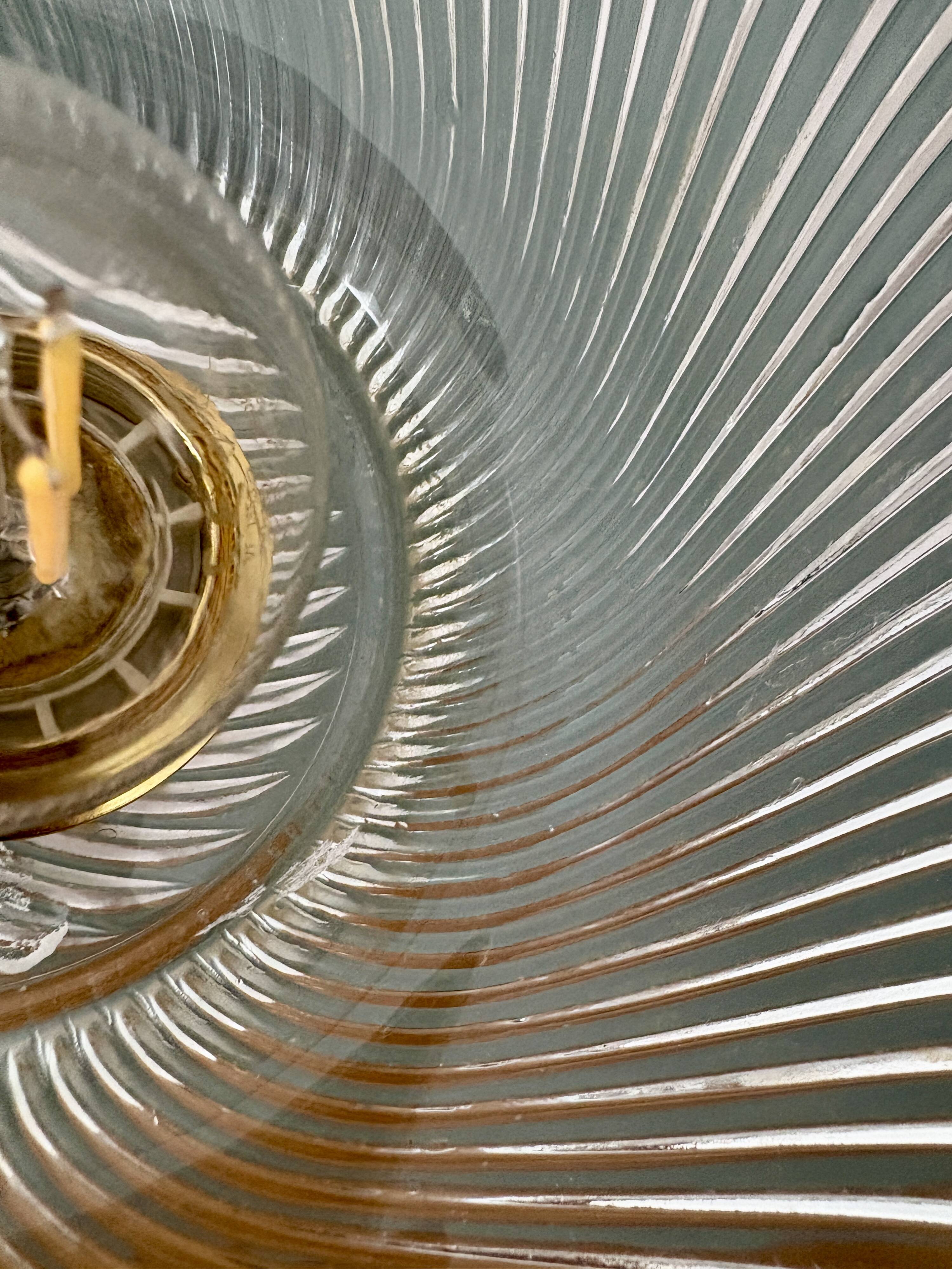 Vintage molded ribbed glass lampshade pendant light - tableware collection -