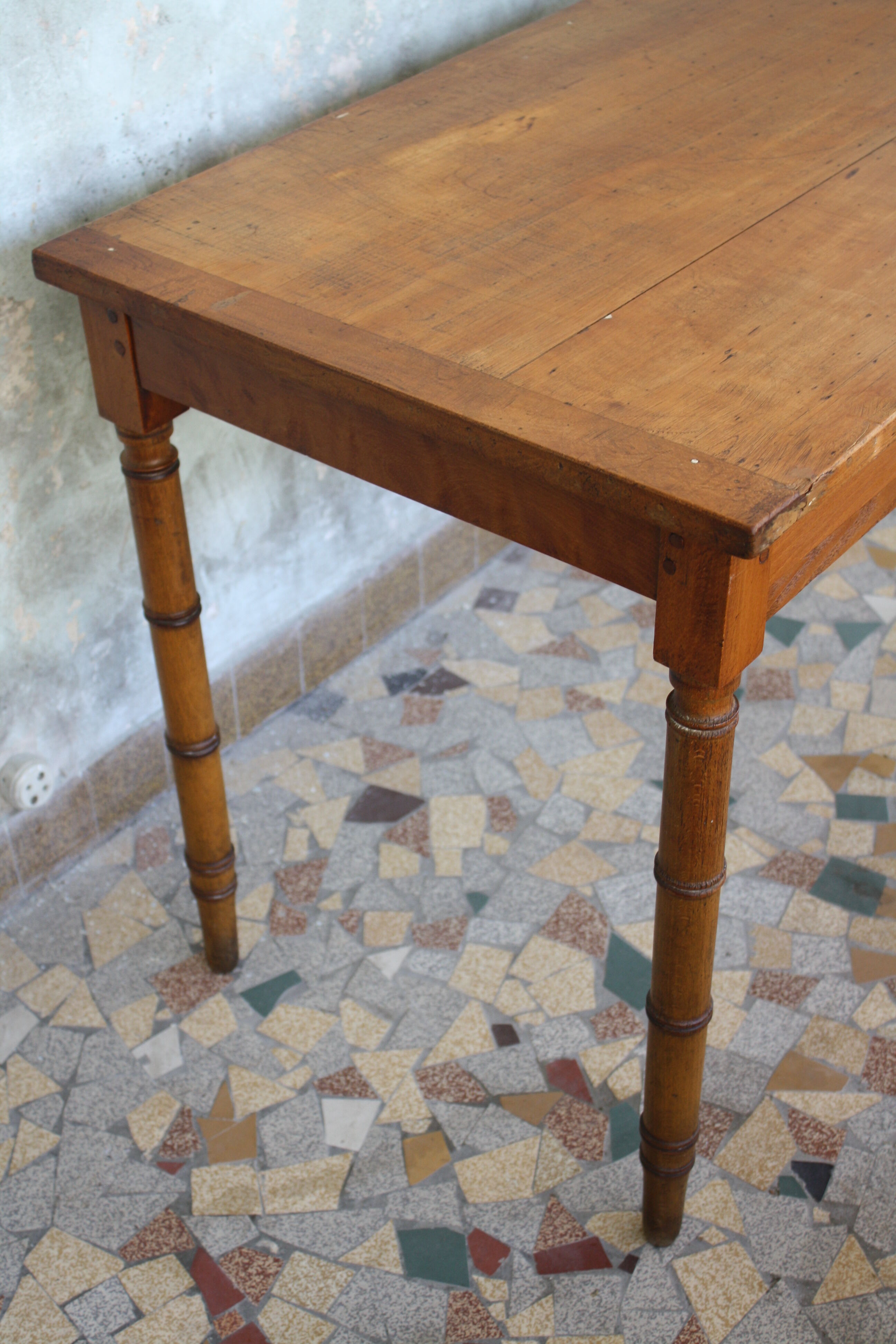 Pitch pine desk false bamboo Napoleon III