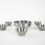 Set of stainless steel bowls, Italian design, 1980s, made in Italy
