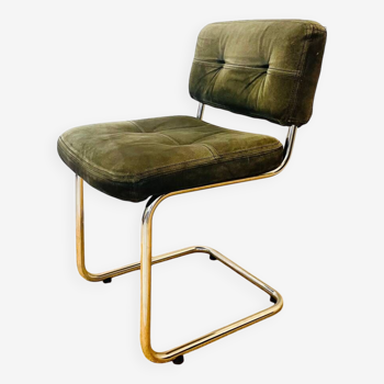 Chaise Vintage Roche Bobois en daim vert Année 1970