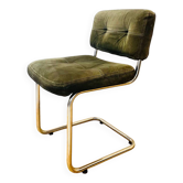 Vintage Roche Bobois chair in green suede Year 1970