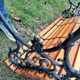 Banc de jardin ancien avec pieds en fonte vintage xxeme