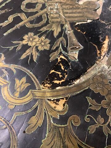 Table desk middle marquetry called "Boulle" napoleon III era
