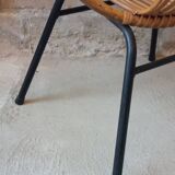 Rattan armchair with metal base from the 1950s