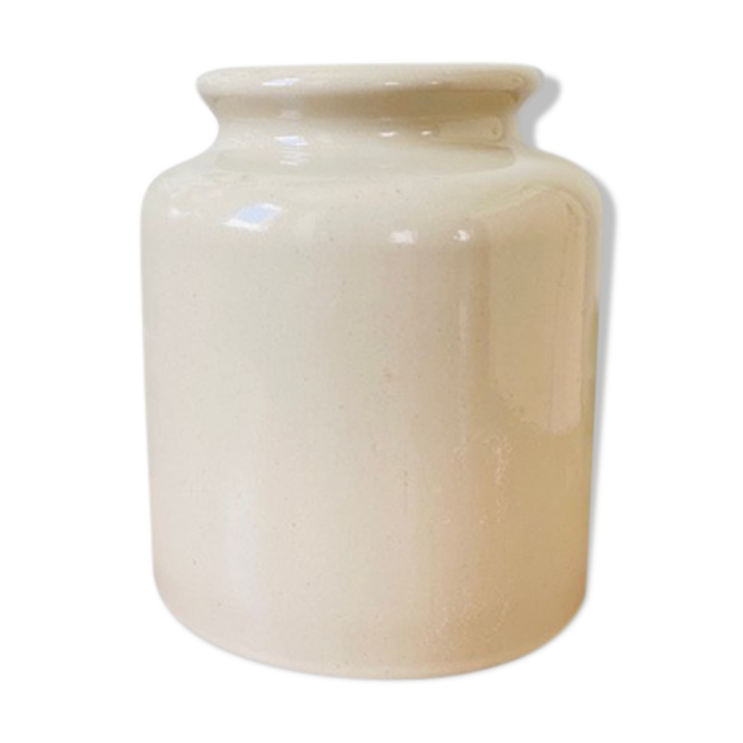Beige enamelled sandstone pot