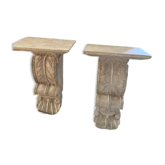Set of 2 wooden consoles