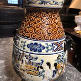 Vase en céramique polychromes en grès émaillé
